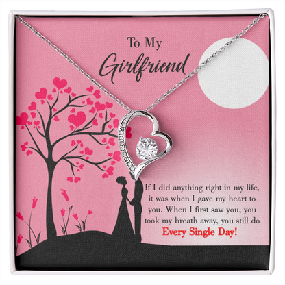 To My Girlfriend I Gave my Heart to You Forever Necklace w Message Card-Express Your Love Gifts