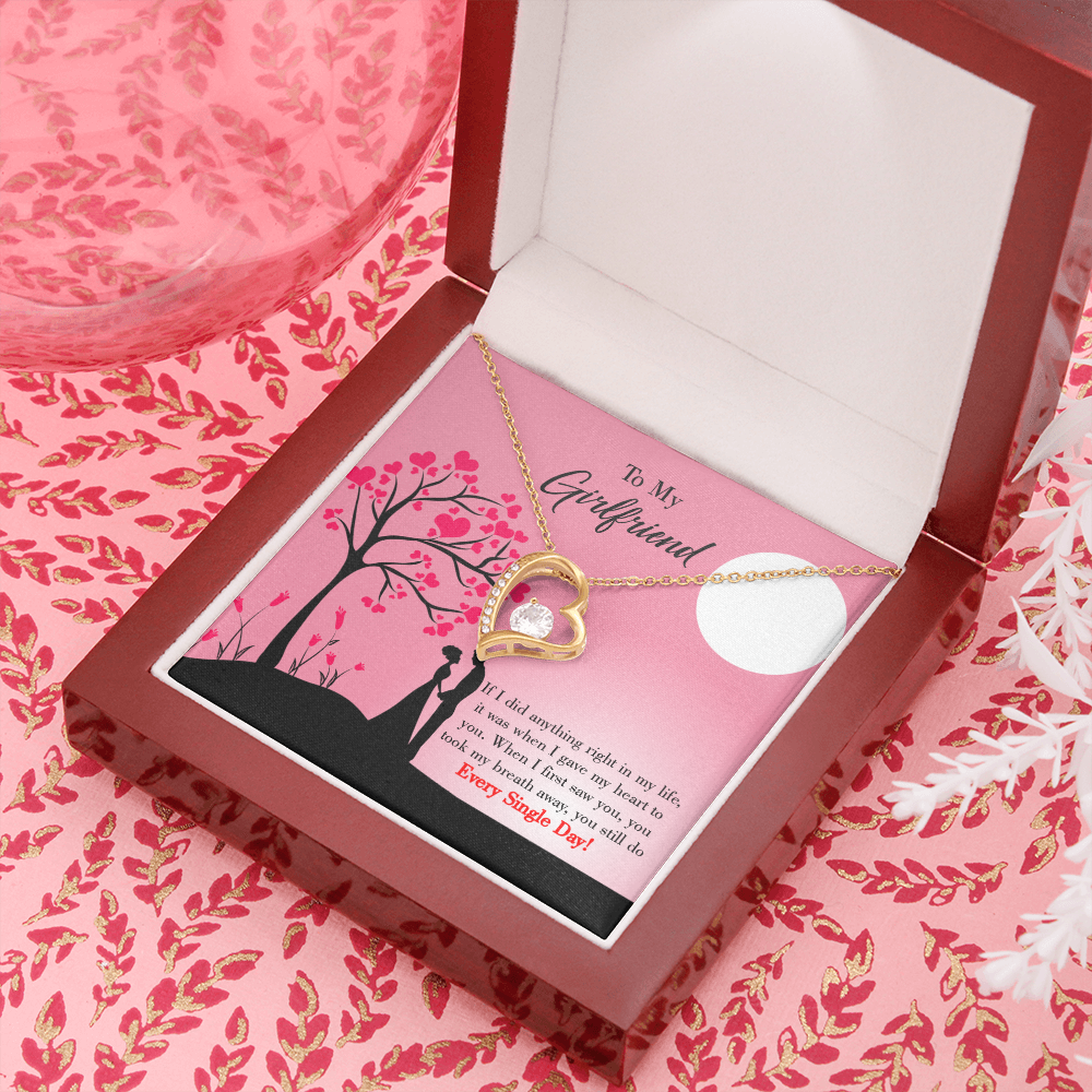 To My Girlfriend I Gave my Heart to You Forever Necklace w Message Card-Express Your Love Gifts