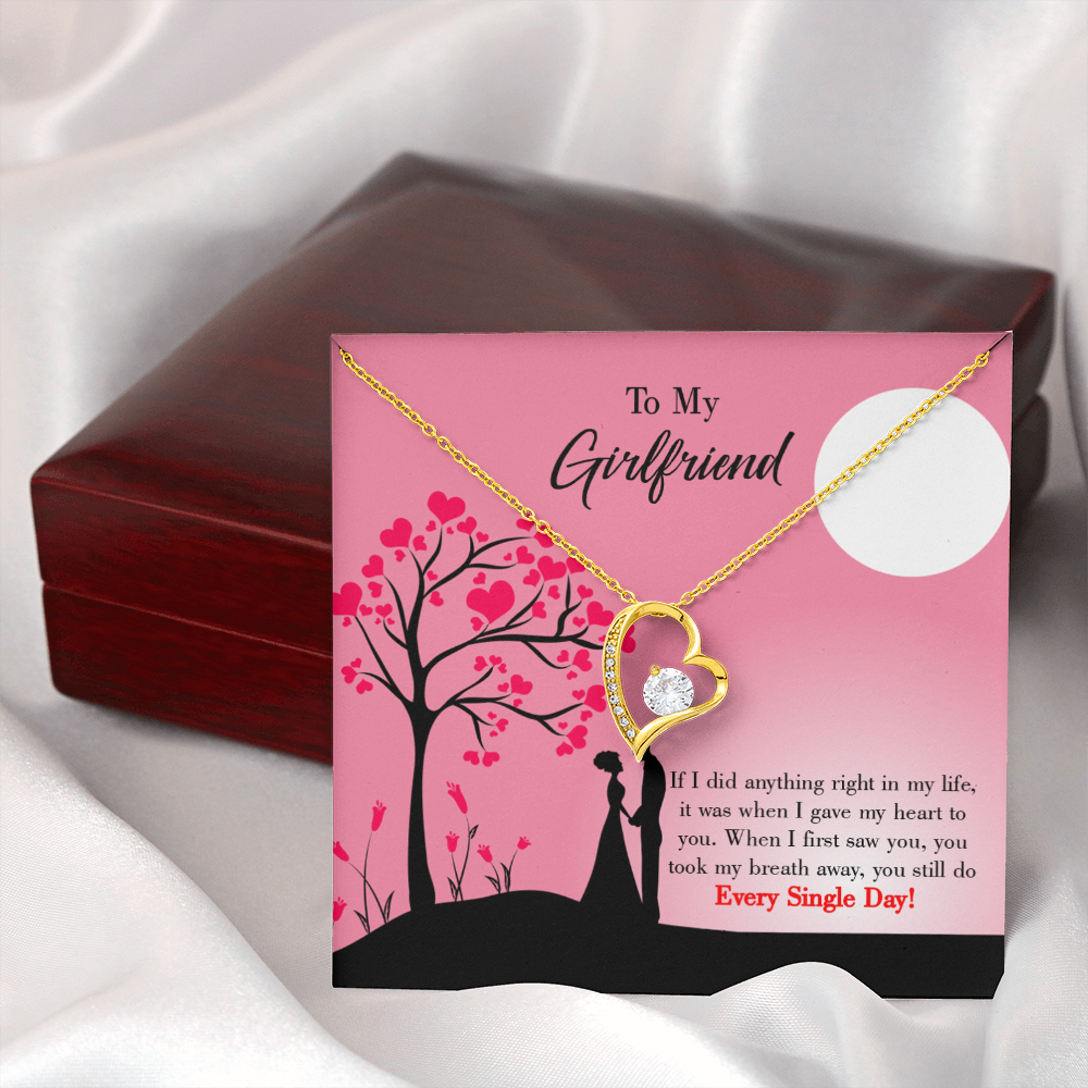 To My Girlfriend I Gave my Heart to You Forever Necklace w Message Card-Express Your Love Gifts