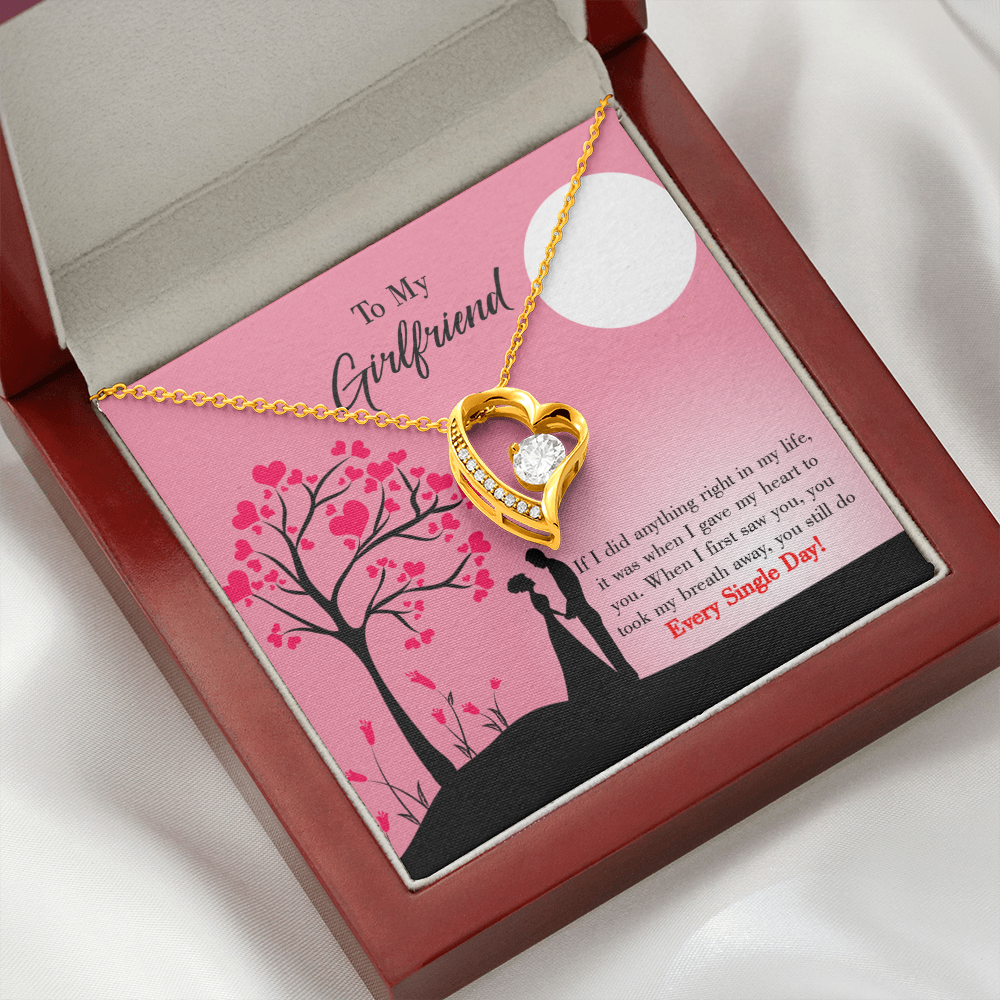 To My Girlfriend I Gave my Heart to You Forever Necklace w Message Card-Express Your Love Gifts