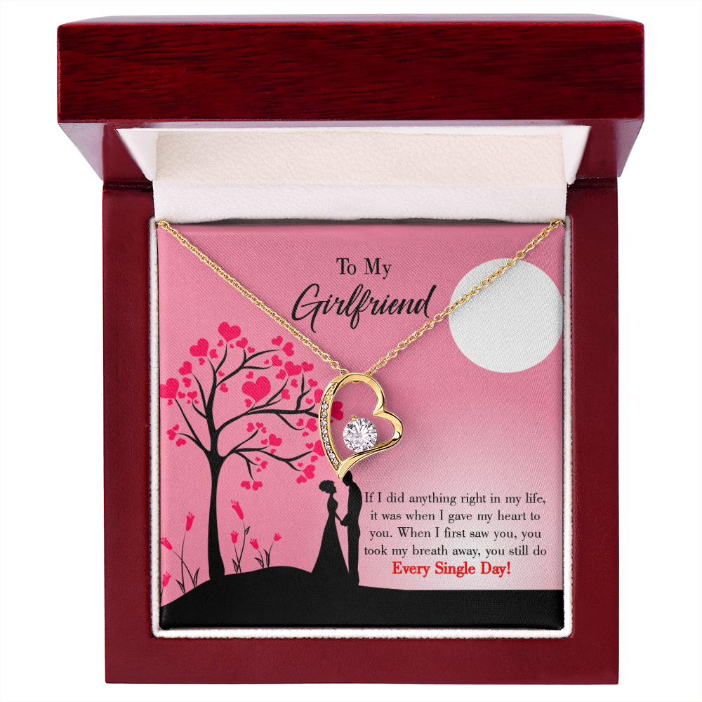 To My Girlfriend I Gave my Heart to You Forever Necklace w Message Card-Express Your Love Gifts