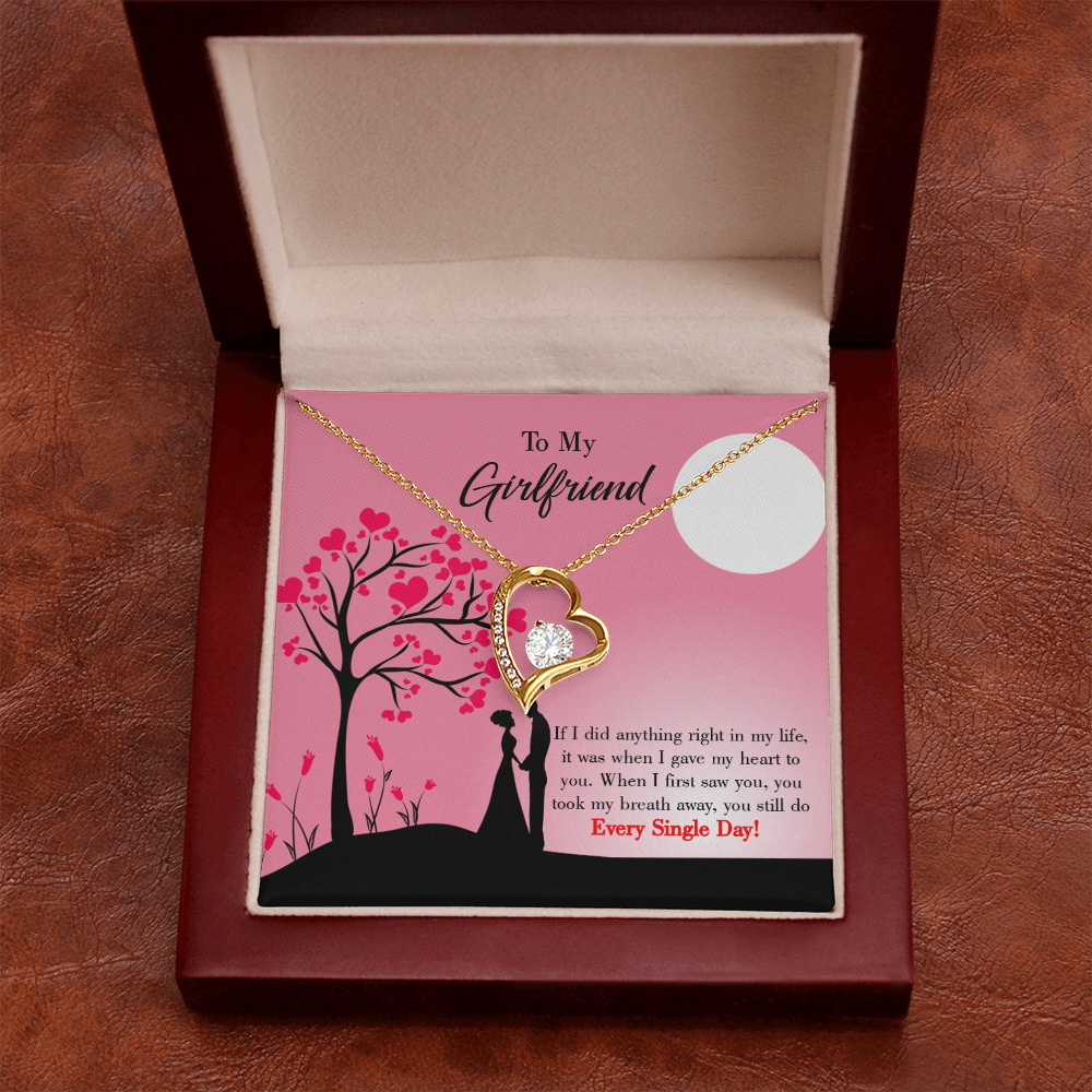 To My Girlfriend I Gave my Heart to You Forever Necklace w Message Card-Express Your Love Gifts