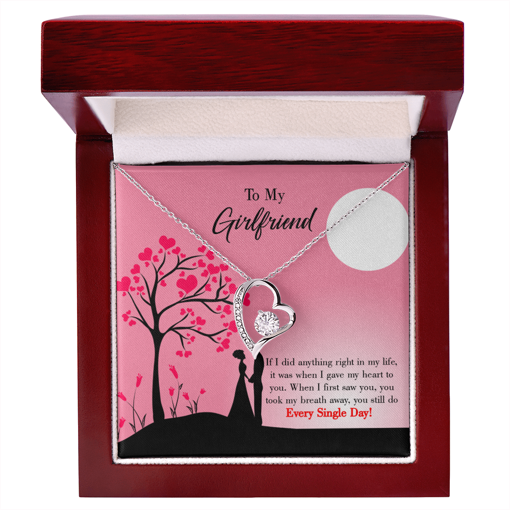 To My Girlfriend I Gave my Heart to You Forever Necklace w Message Card-Express Your Love Gifts