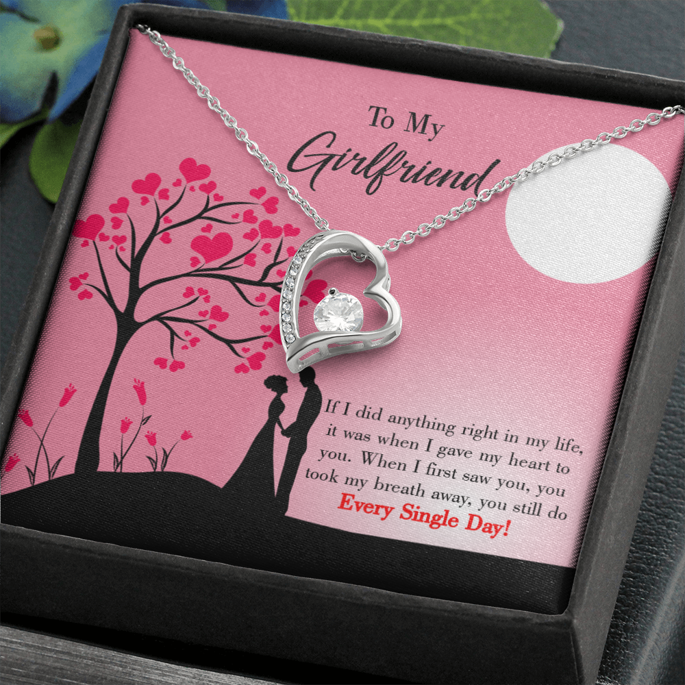 To My Girlfriend I Gave my Heart to You Forever Necklace w Message Card-Express Your Love Gifts