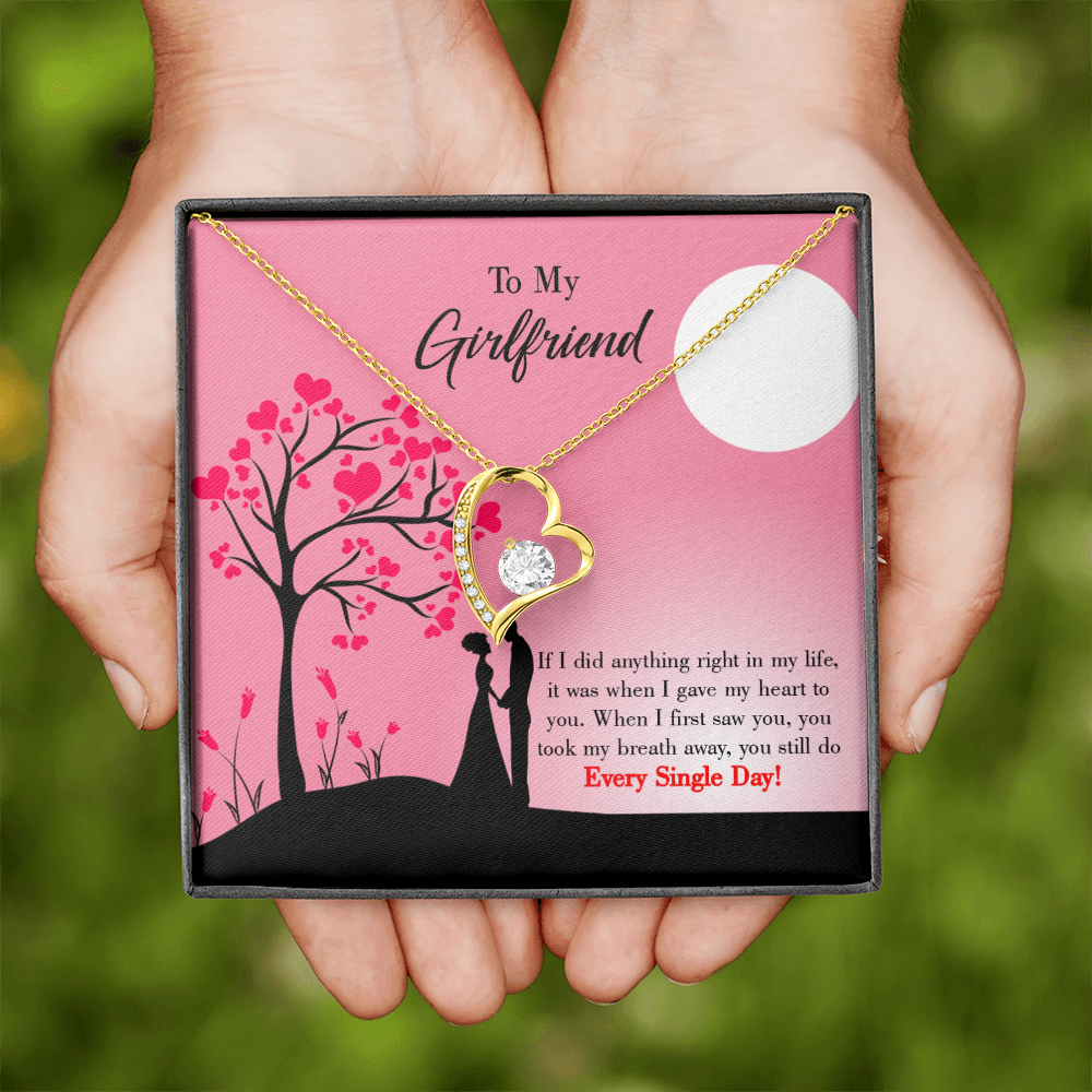 To My Girlfriend I Gave my Heart to You Forever Necklace w Message Card-Express Your Love Gifts