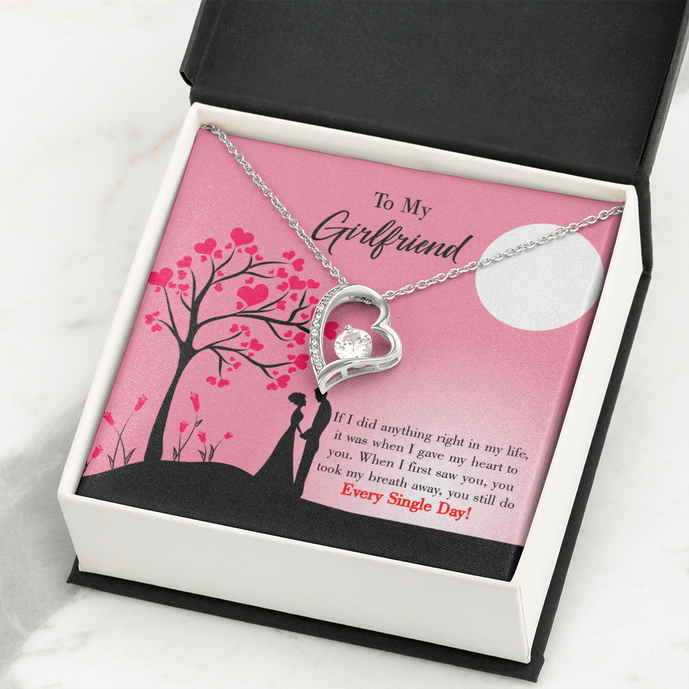 To My Girlfriend I Gave my Heart to You Forever Necklace w Message Card-Express Your Love Gifts