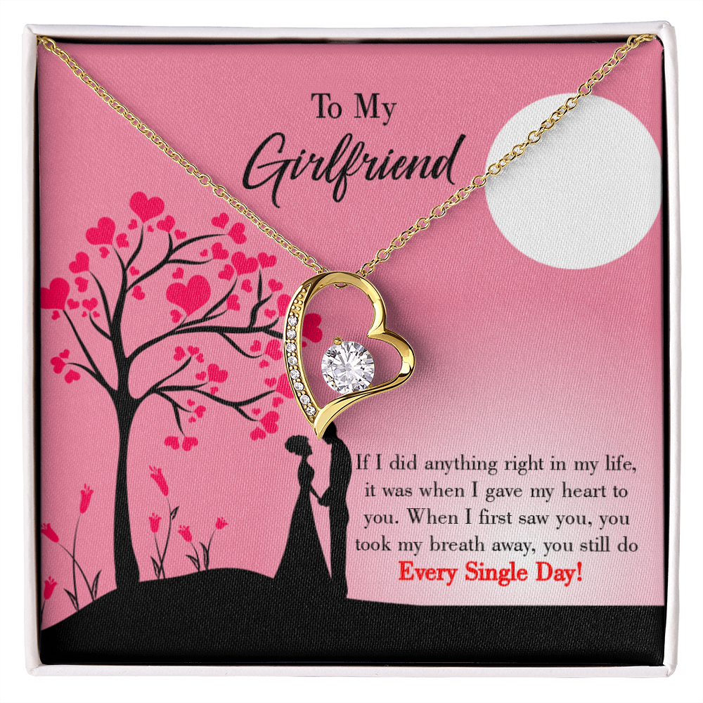 To My Girlfriend I Gave my Heart to You Forever Necklace w Message Card-Express Your Love Gifts