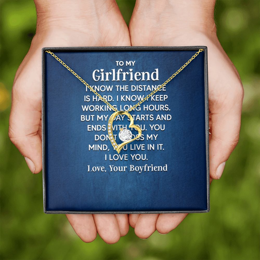 To My Girlfriend I Know the Distance is Hard Forever Necklace w Messag -  Express Your Love Gifts