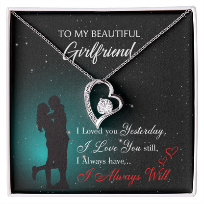 To My Girlfriend I Love You Forever Forever Necklace w Message Card-Express Your Love Gifts