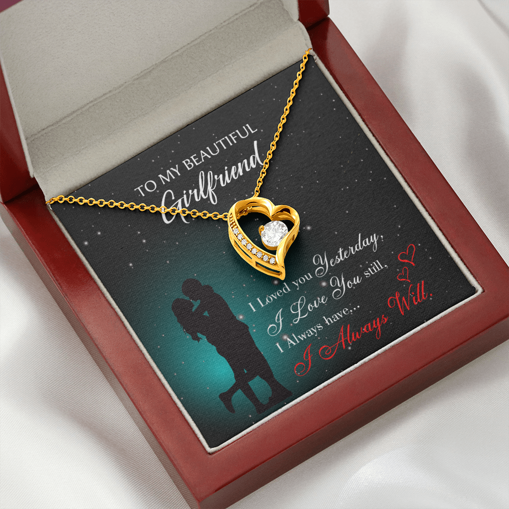 To My Girlfriend I Love You Forever Forever Necklace w Message Card-Express Your Love Gifts