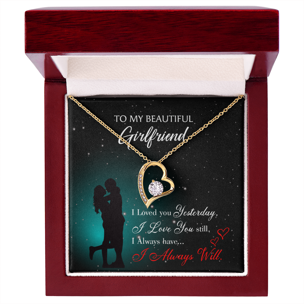 To My Girlfriend I Love You Forever Forever Necklace w Message Card-Express Your Love Gifts