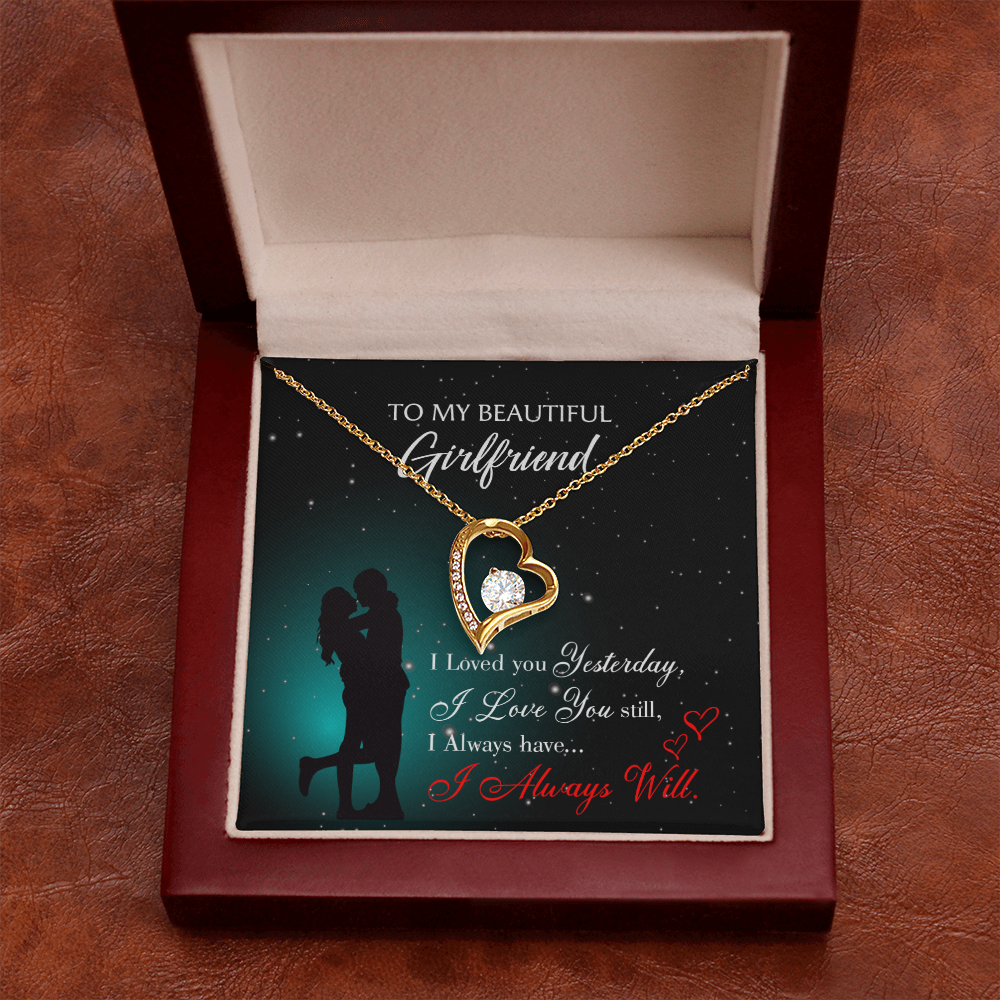 To My Girlfriend I Love You Forever Forever Necklace w Message Card-Express Your Love Gifts