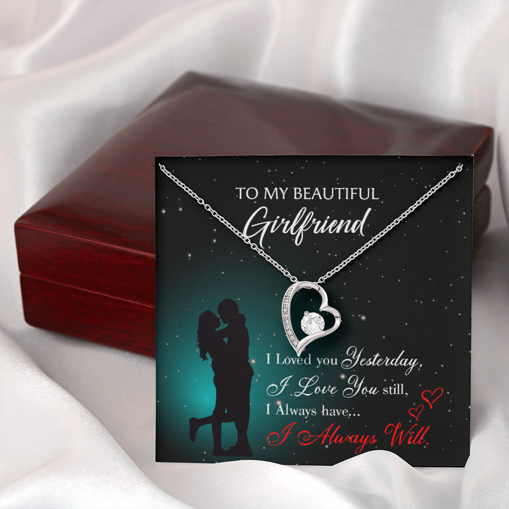 To My Girlfriend I Love You Forever Forever Necklace w Message Card-Express Your Love Gifts