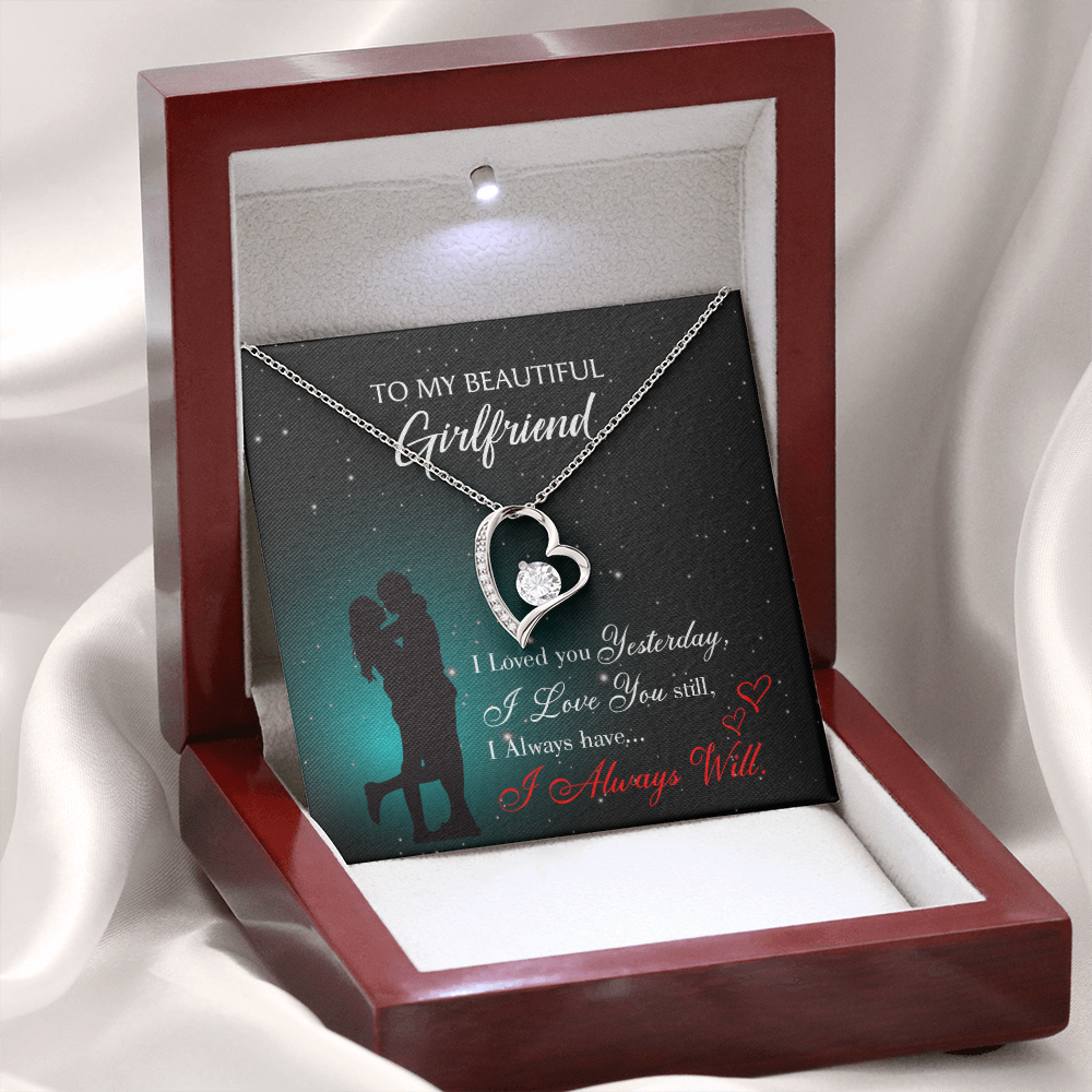 To My Girlfriend I Love You Forever Forever Necklace w Message Card-Express Your Love Gifts