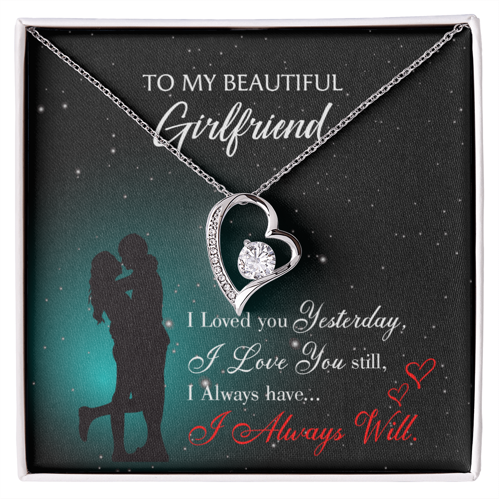 To My Girlfriend I Love You Forever Forever Necklace w Message Card-Express Your Love Gifts