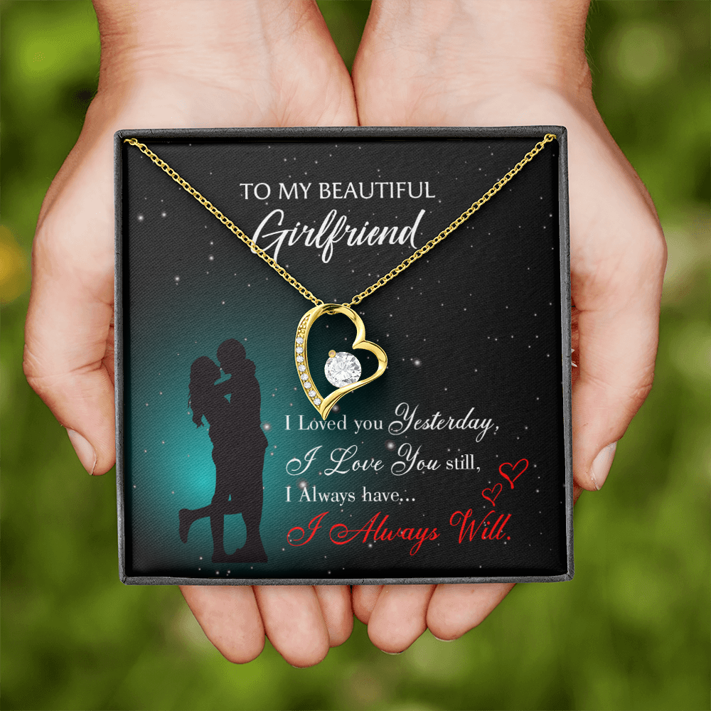 To My Girlfriend I Love You Forever Forever Necklace w Message Card-Express Your Love Gifts