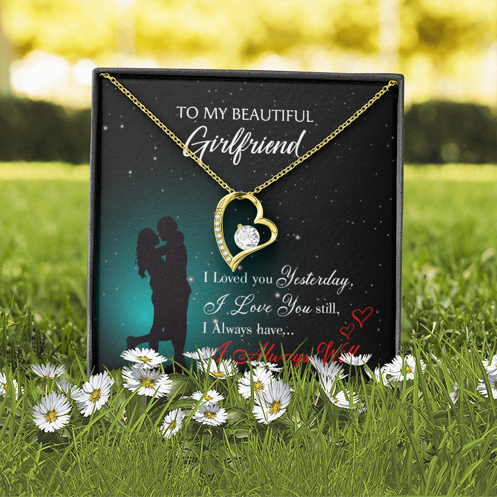 To My Girlfriend I Love You Forever Forever Necklace w Message Card-Express Your Love Gifts