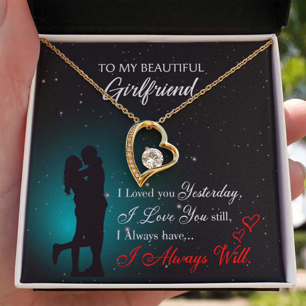 To My Girlfriend I Love You Forever Forever Necklace w Message Card-Express Your Love Gifts