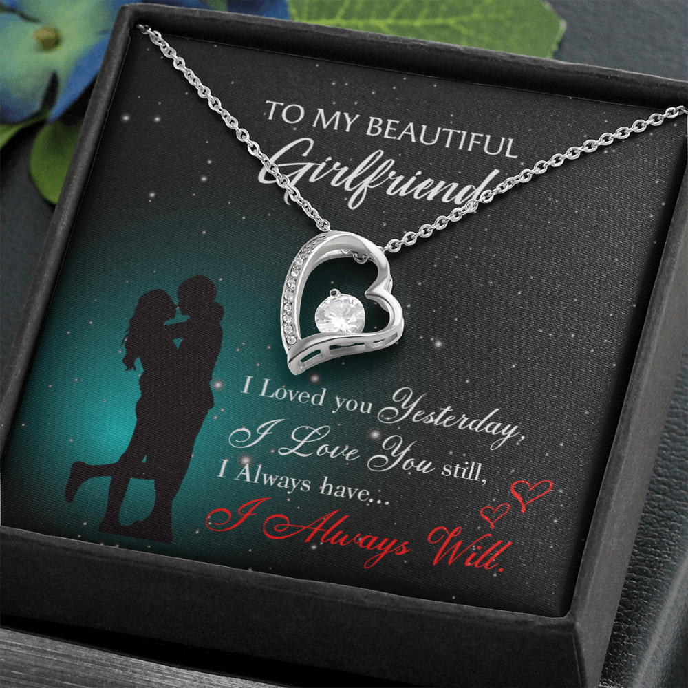 To My Girlfriend I Love You Forever Forever Necklace w Message Card-Express Your Love Gifts