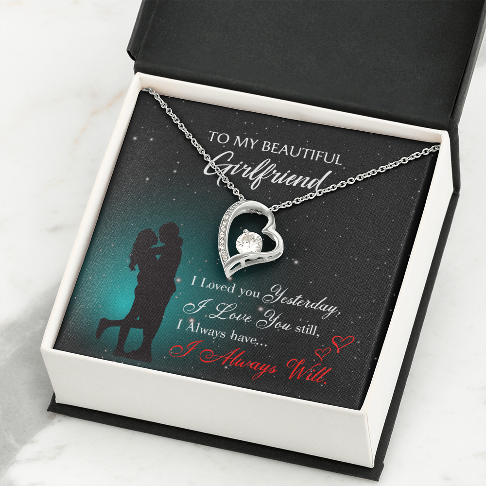 To My Girlfriend I Love You Forever Forever Necklace w Message Card-Express Your Love Gifts