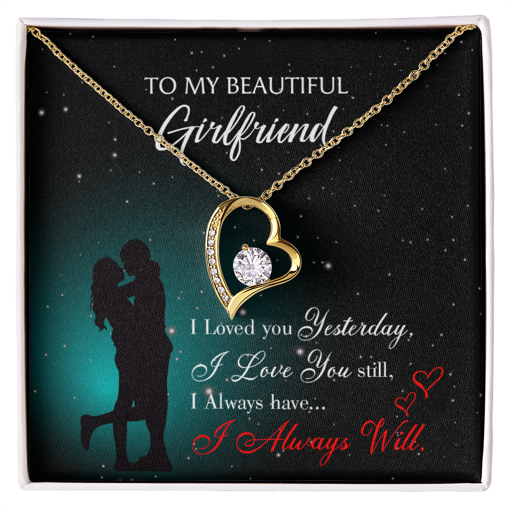 To My Girlfriend I Love You Forever Forever Necklace w Message Card-Express Your Love Gifts