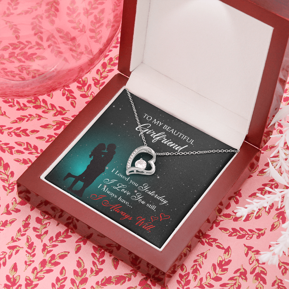 To My Girlfriend I Love You Forever Forever Necklace w Message Card-Express Your Love Gifts