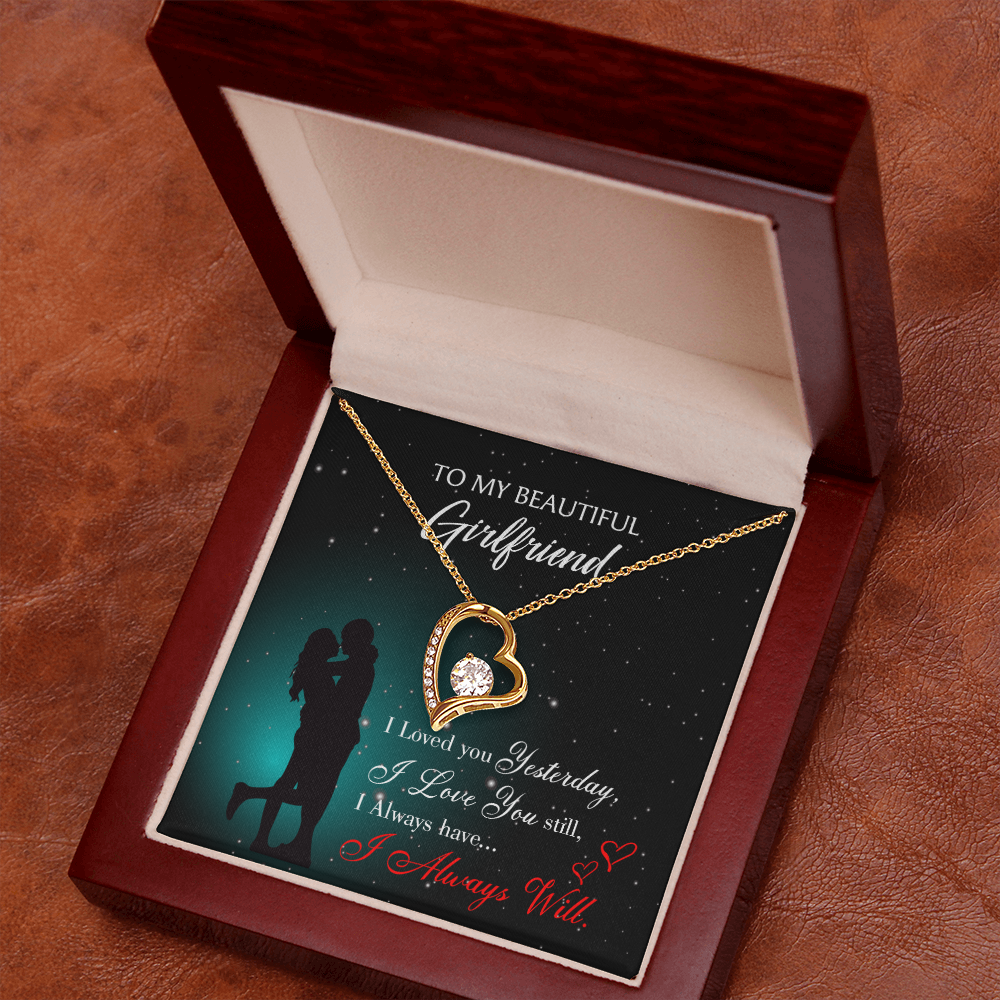 To My Girlfriend I Love You Forever Forever Necklace w Message Card-Express Your Love Gifts