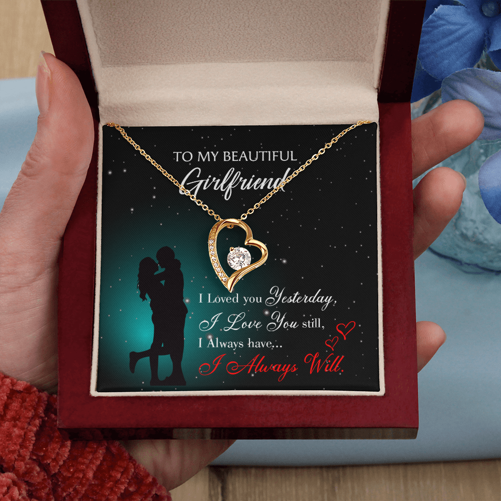 To My Girlfriend I Love You Forever Forever Necklace w Message Card-Express Your Love Gifts