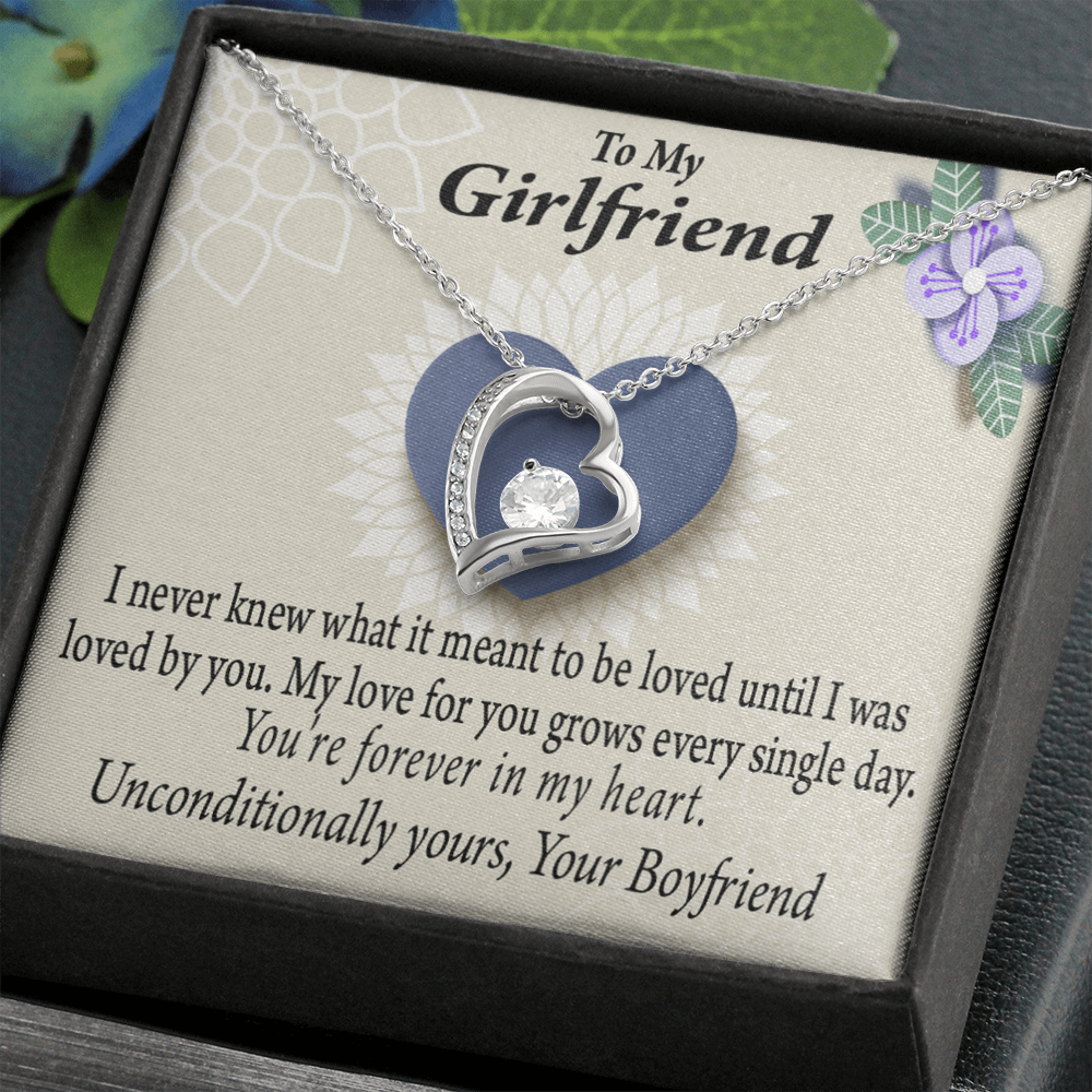 To My Girlfriend I Love You More Every Day Forever Necklace w Message Card-Express Your Love Gifts