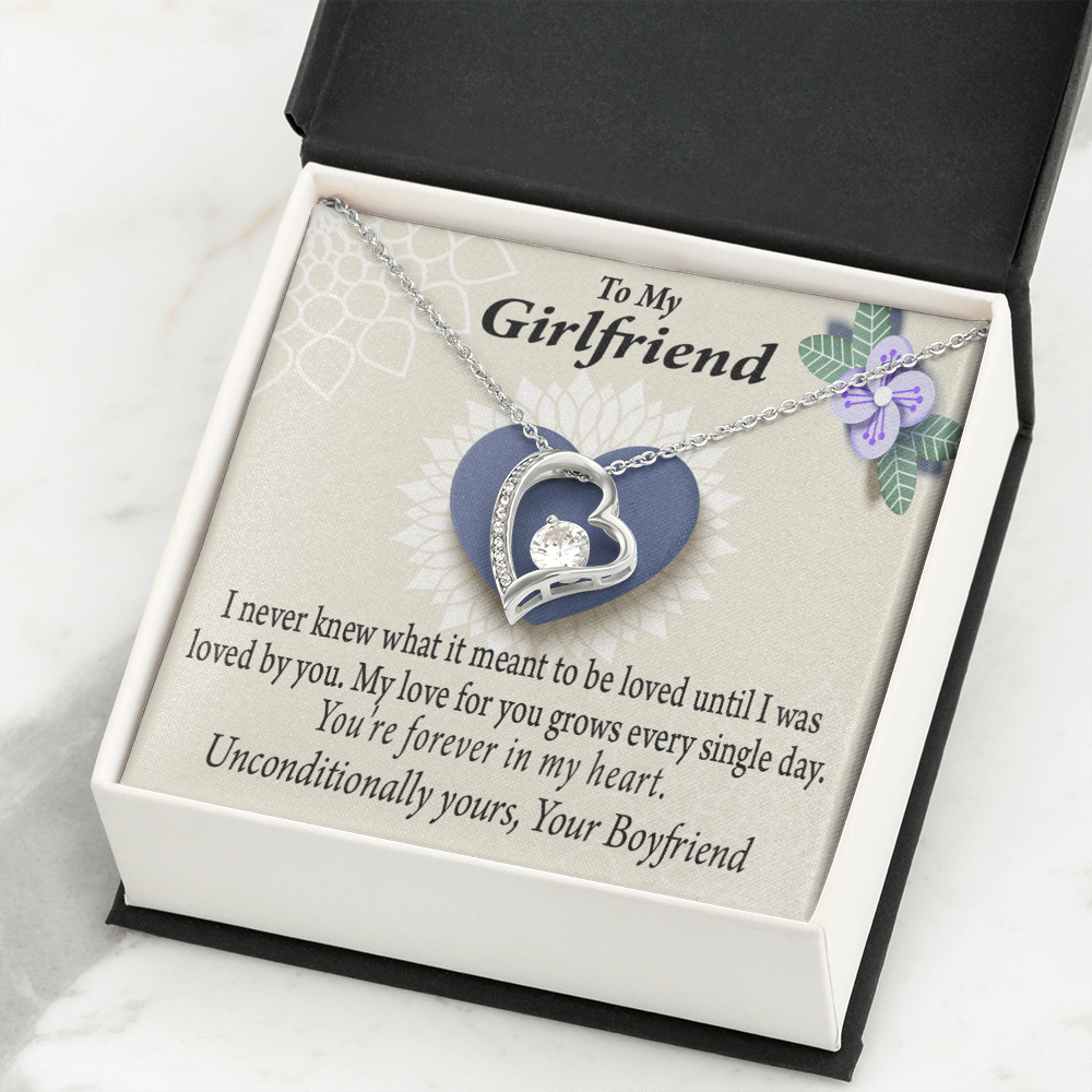 To My Girlfriend I Love You More Every Day Forever Necklace w Message Card-Express Your Love Gifts