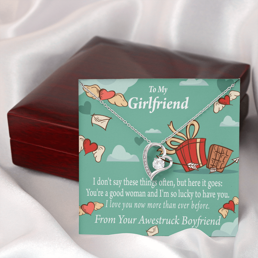 To My Girlfriend I Love You Now More Than Ever Forever Necklace w Message Card-Express Your Love Gifts