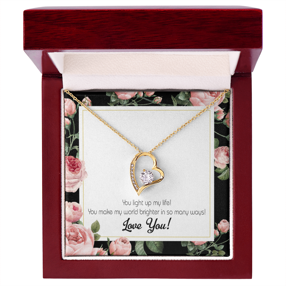 To My Girlfriend Light up my Life Forever Necklace w Message Card-Express Your Love Gifts