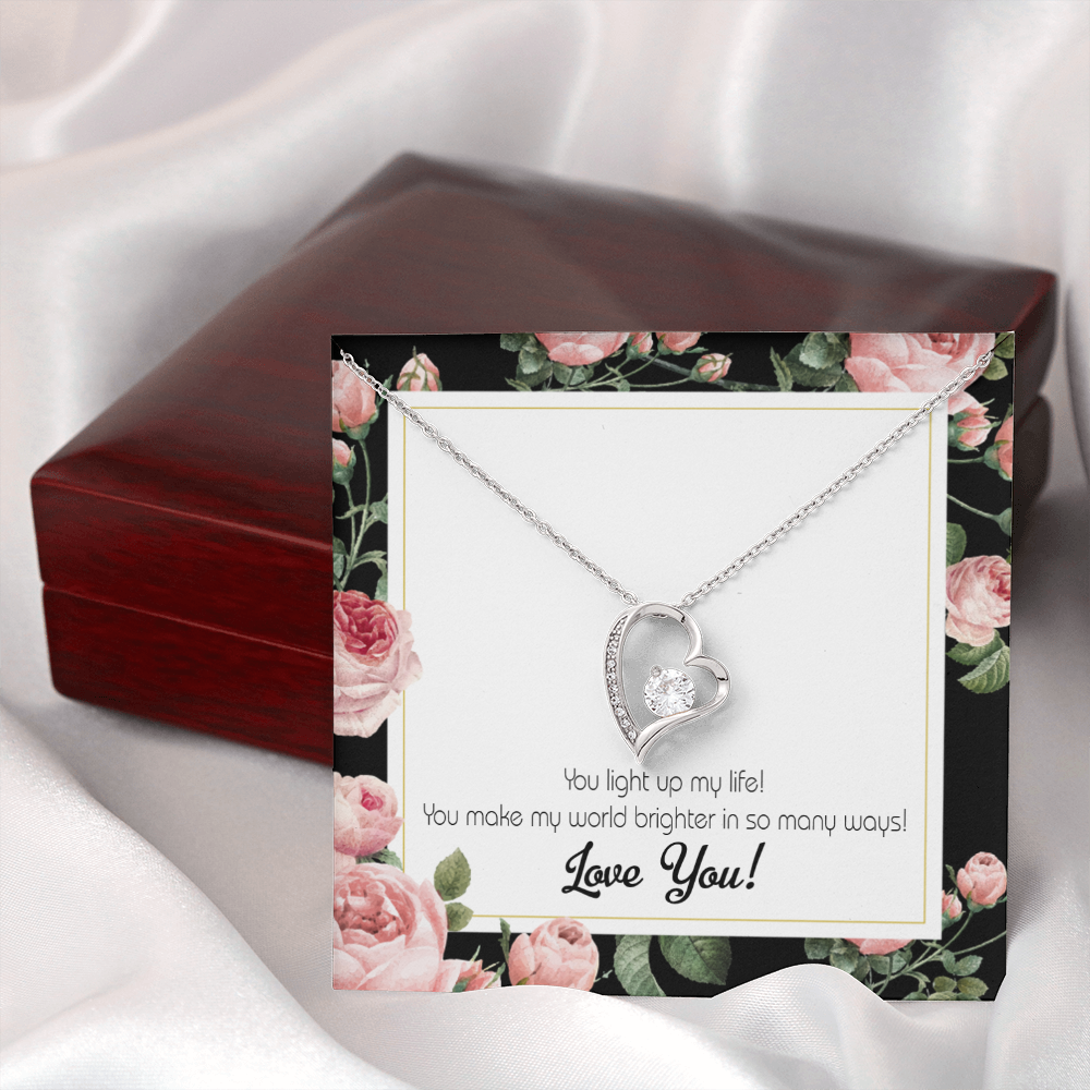 To My Girlfriend Light up my Life Forever Necklace w Message Card-Express Your Love Gifts