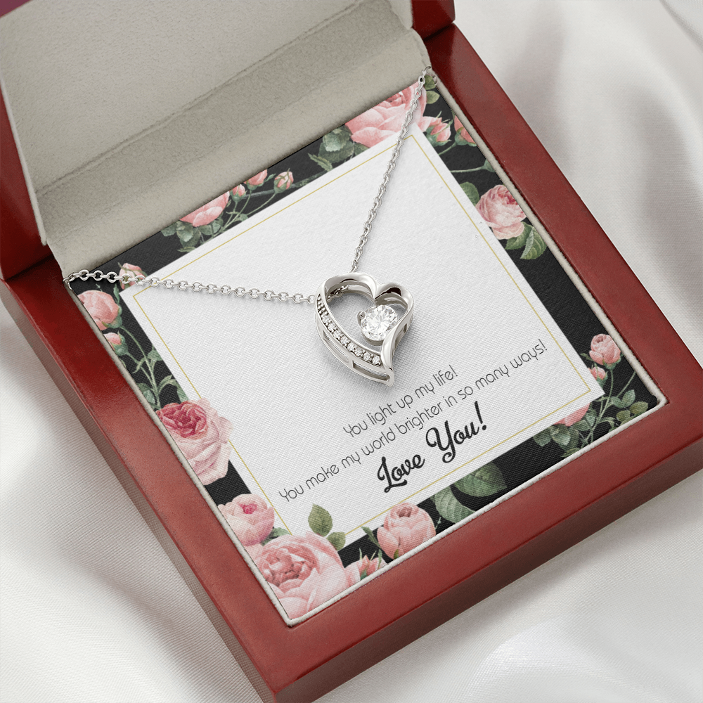 To My Girlfriend Light up my Life Forever Necklace w Message Card-Express Your Love Gifts