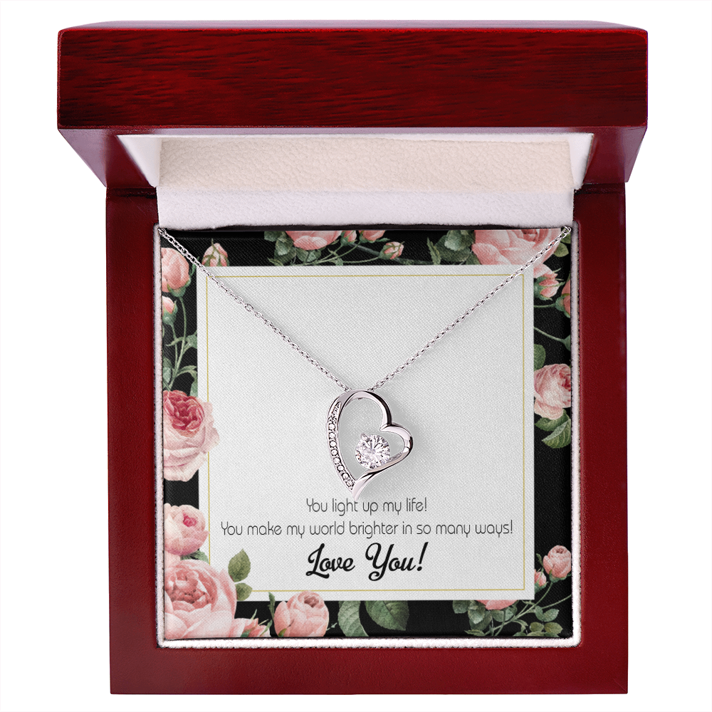 To My Girlfriend Light up my Life Forever Necklace w Message Card-Express Your Love Gifts