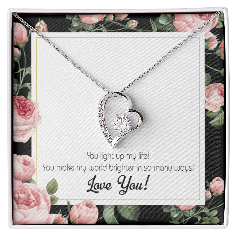 To My Girlfriend Light up my Life Forever Necklace w Message Card-Express Your Love Gifts