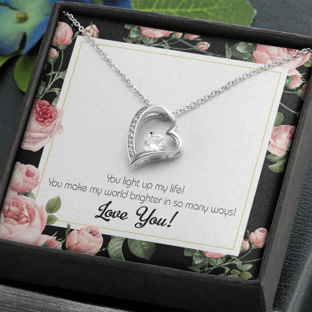 To My Girlfriend Light up my Life Forever Necklace w Message Card-Express Your Love Gifts