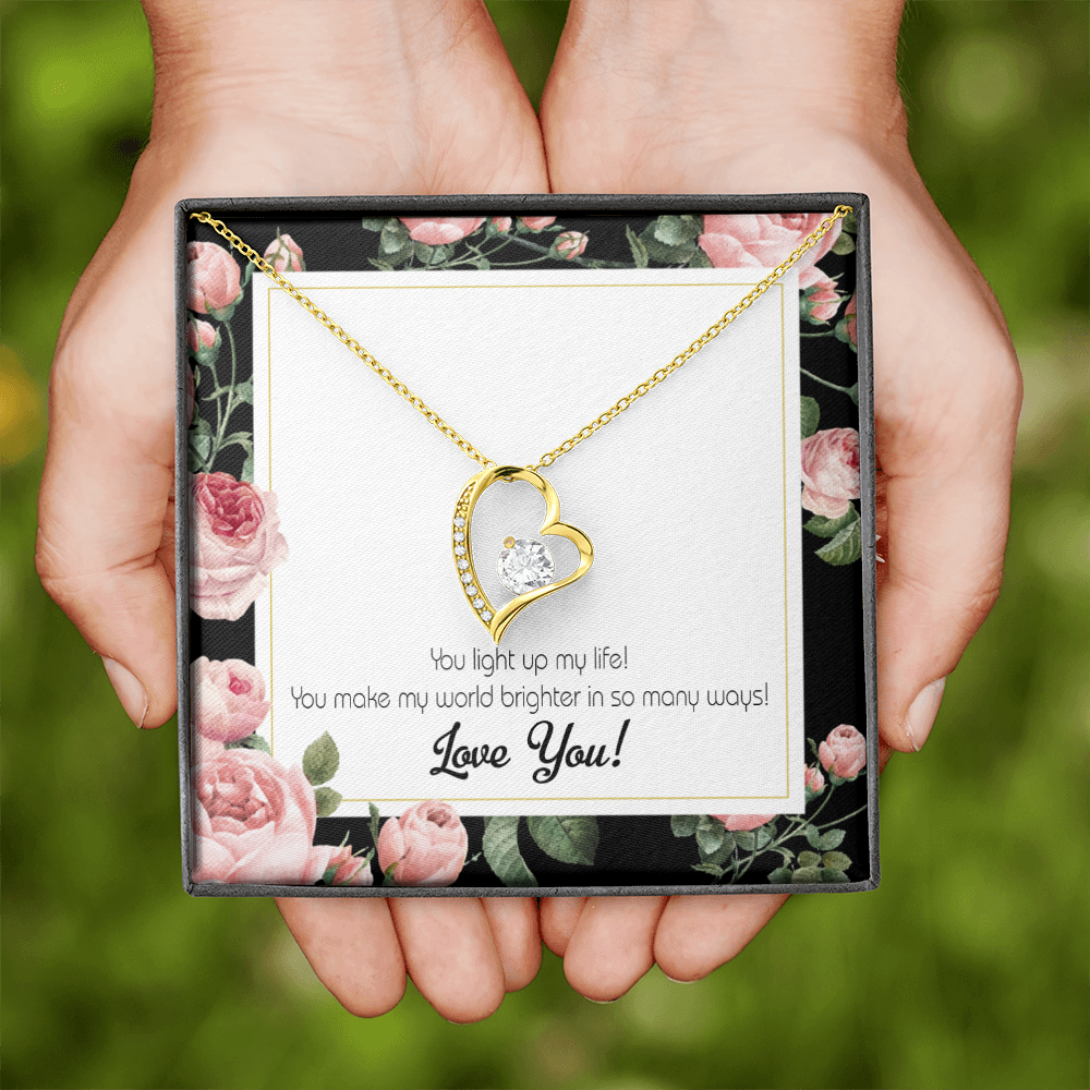 To My Girlfriend Light up my Life Forever Necklace w Message Card-Express Your Love Gifts