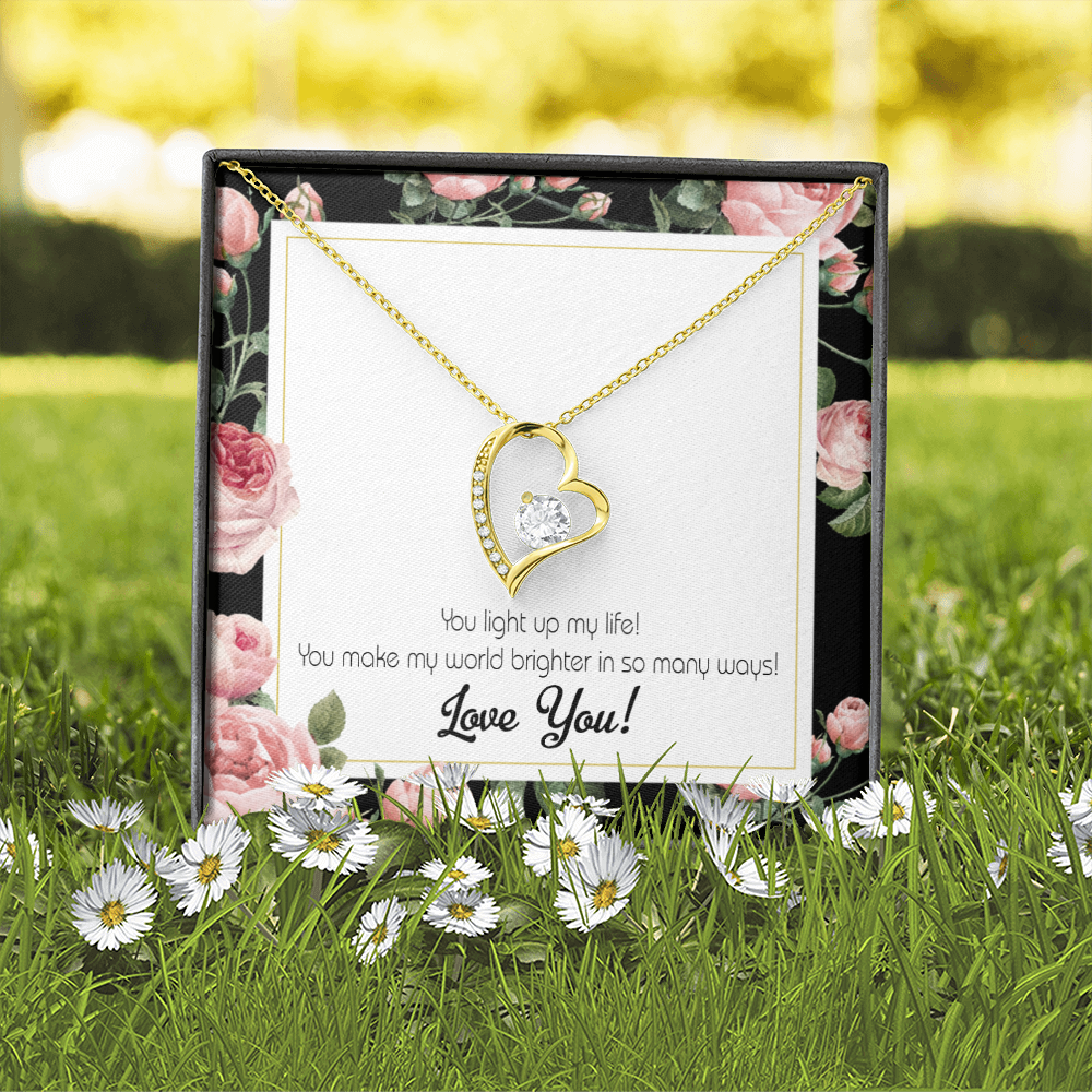 To My Girlfriend Light up my Life Forever Necklace w Message Card-Express Your Love Gifts