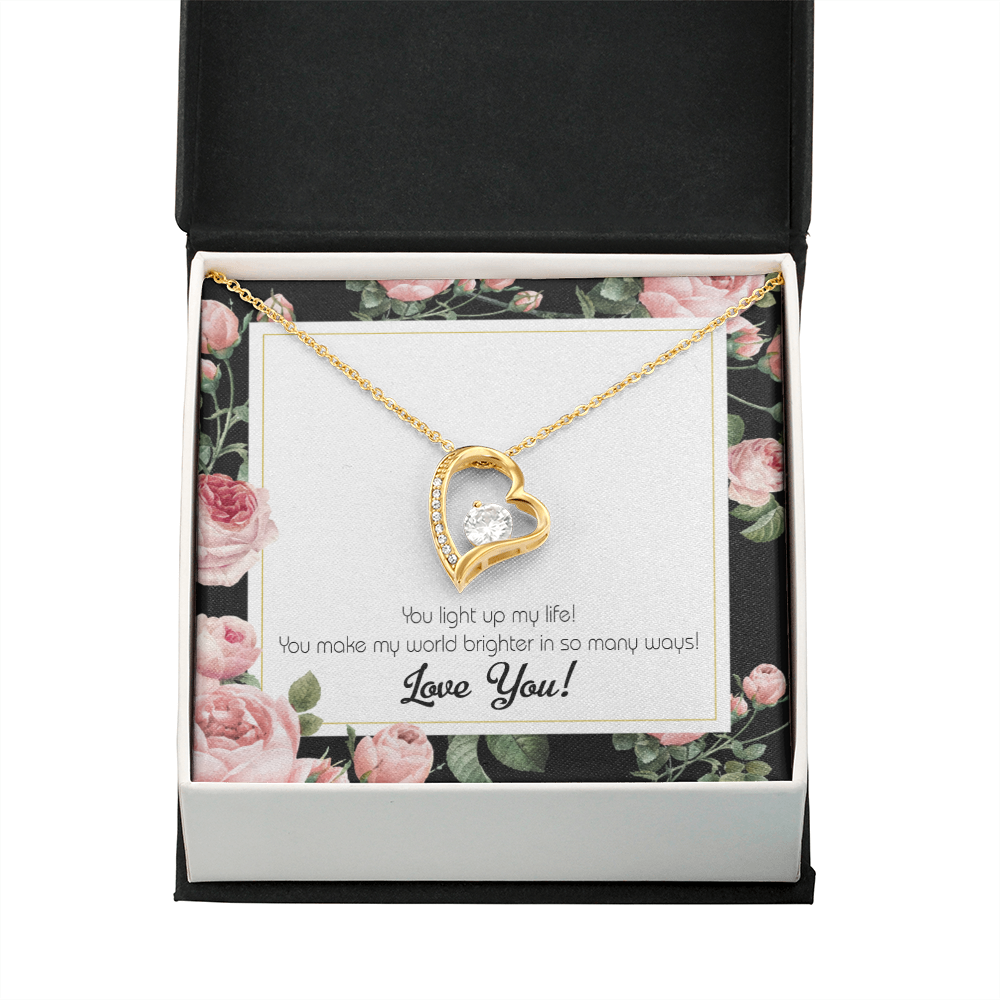 To My Girlfriend Light up my Life Forever Necklace w Message Card-Express Your Love Gifts