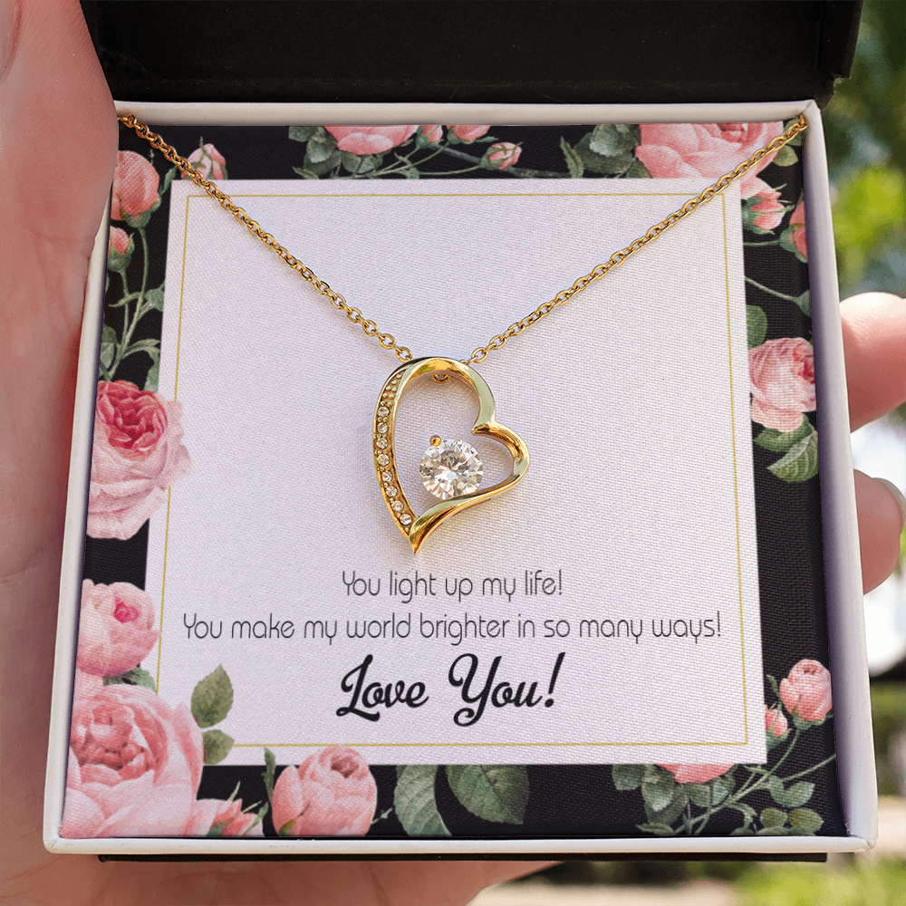 To My Girlfriend Light up my Life Forever Necklace w Message Card-Express Your Love Gifts