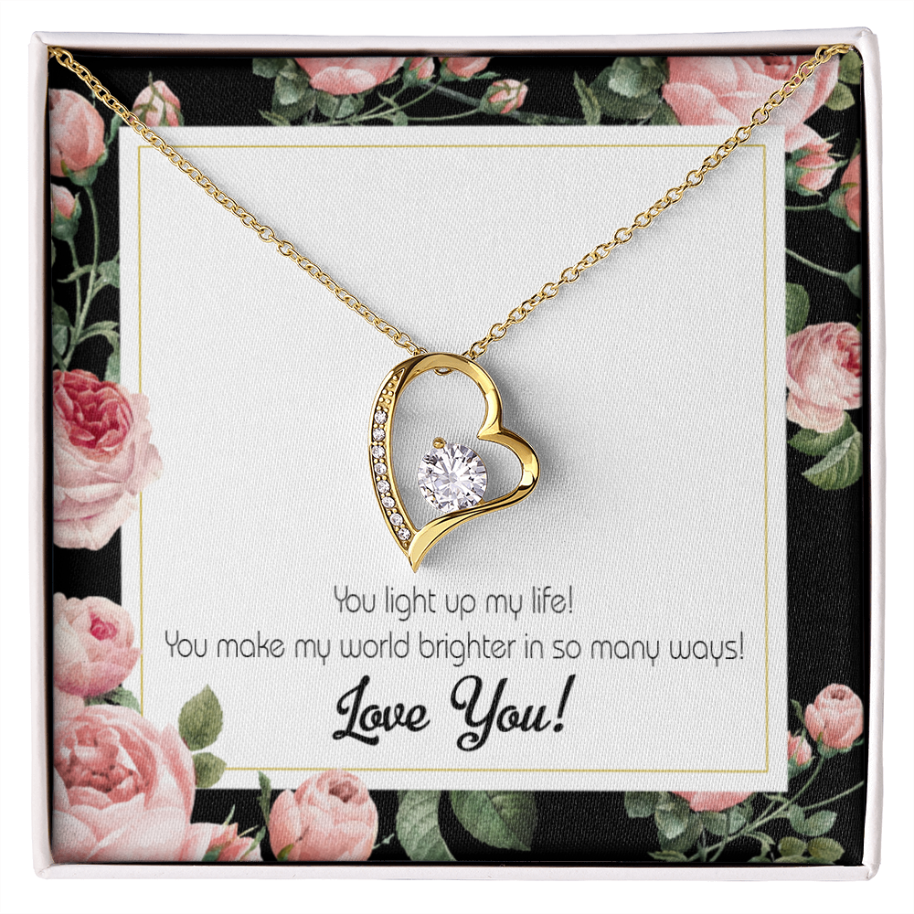 To My Girlfriend Light up my Life Forever Necklace w Message Card-Express Your Love Gifts