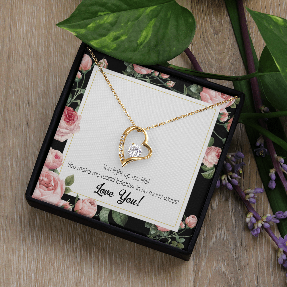 To My Girlfriend Light up my Life Forever Necklace w Message Card-Express Your Love Gifts