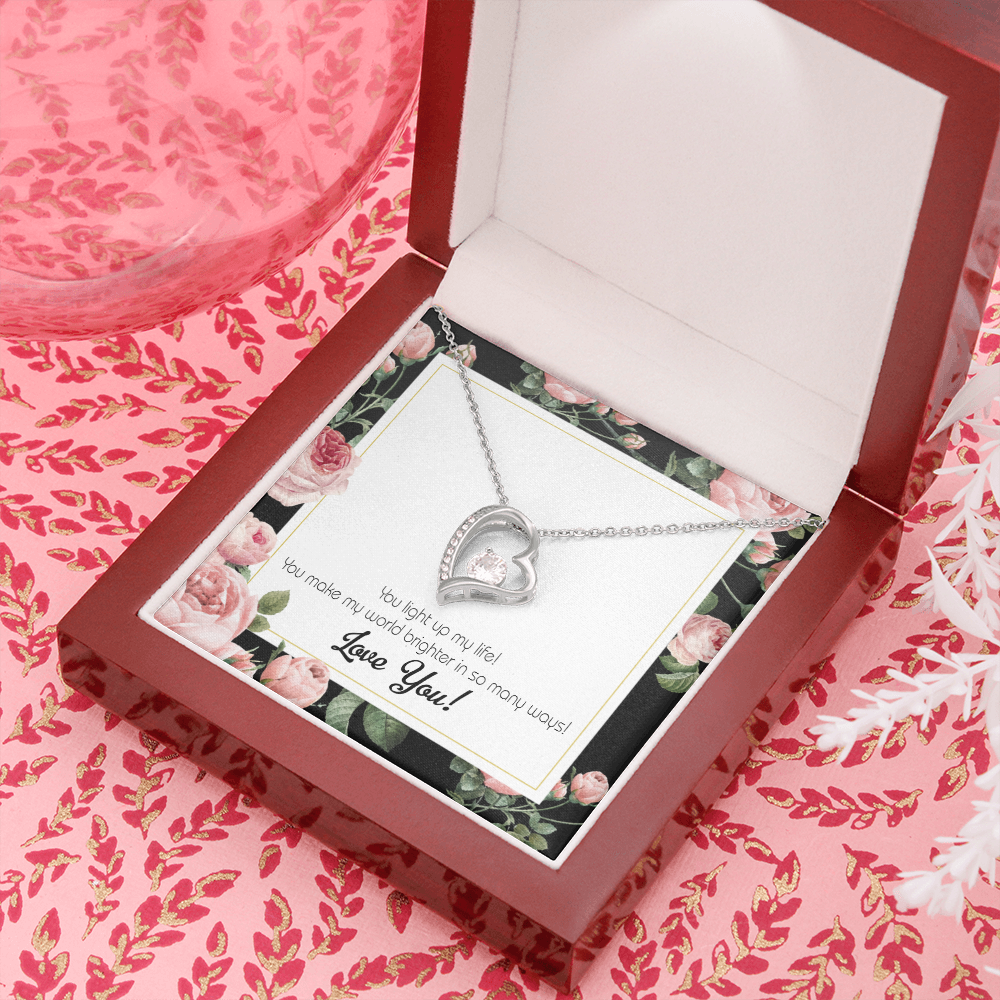 To My Girlfriend Light up my Life Forever Necklace w Message Card-Express Your Love Gifts