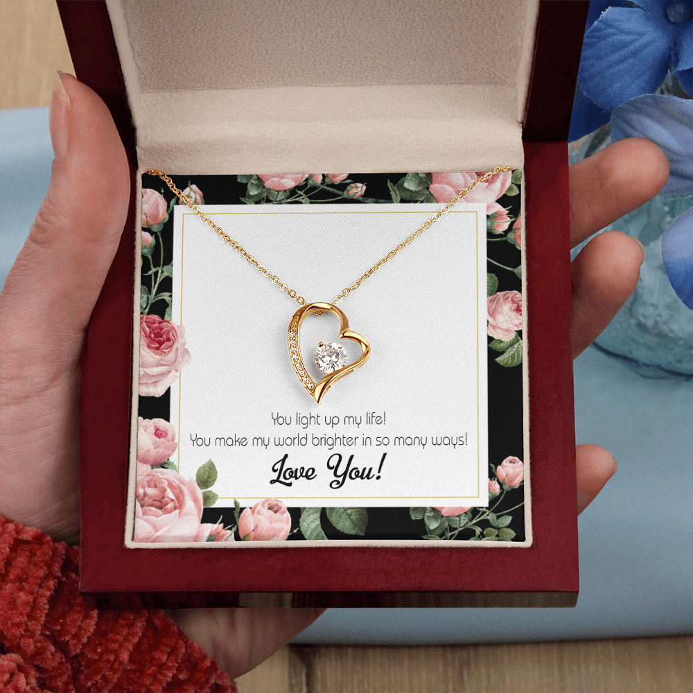 To My Girlfriend Light up my Life Forever Necklace w Message Card-Express Your Love Gifts