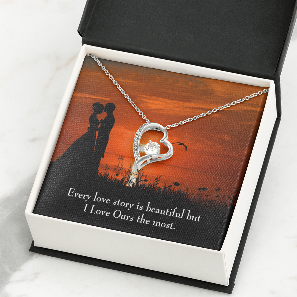 To My Girlfriend Love Our Story Forever Necklace w Message Card-Express Your Love Gifts