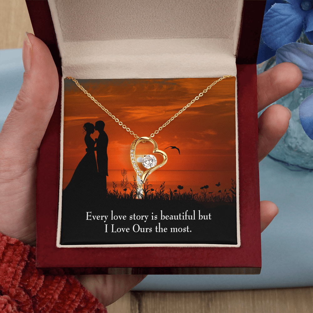 To My Girlfriend Love Our Story Forever Necklace w Message Card-Express Your Love Gifts