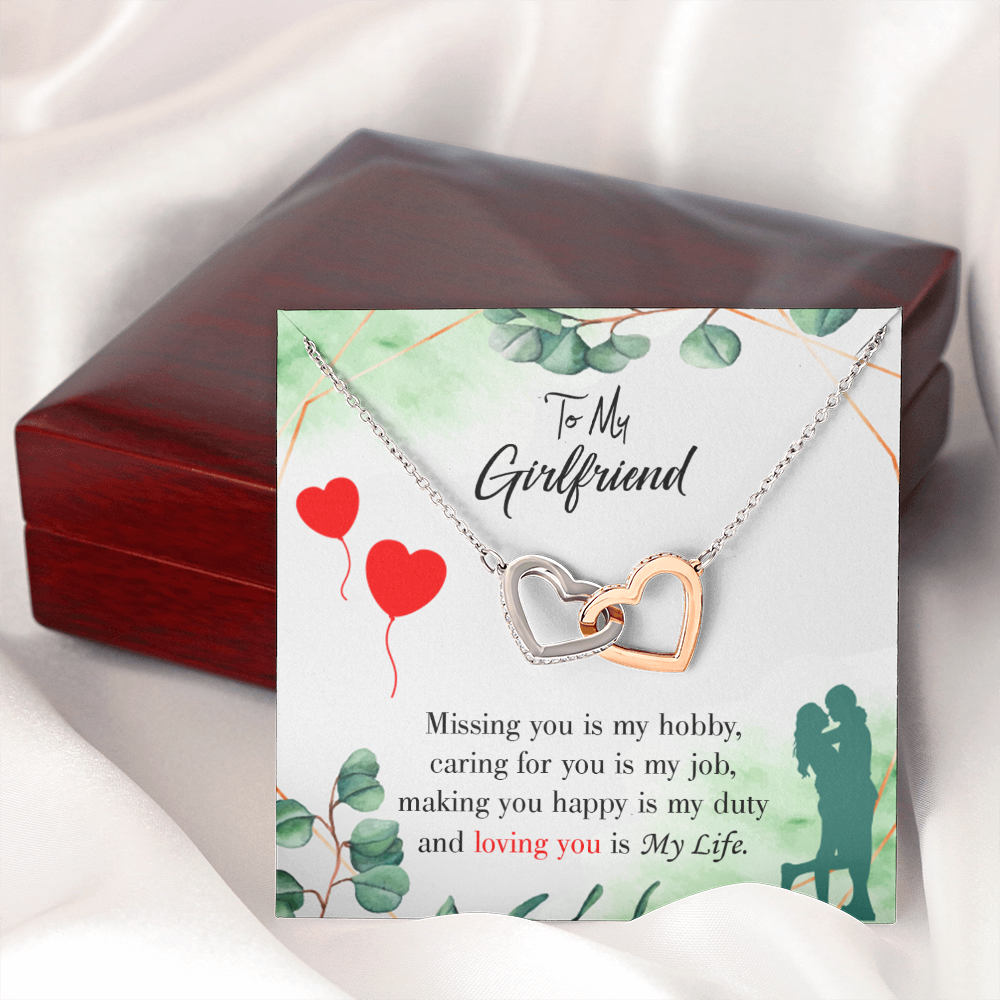 To My Girlfriend Missing You is my Hobby Inseparable Necklace-Express Your Love Gifts
