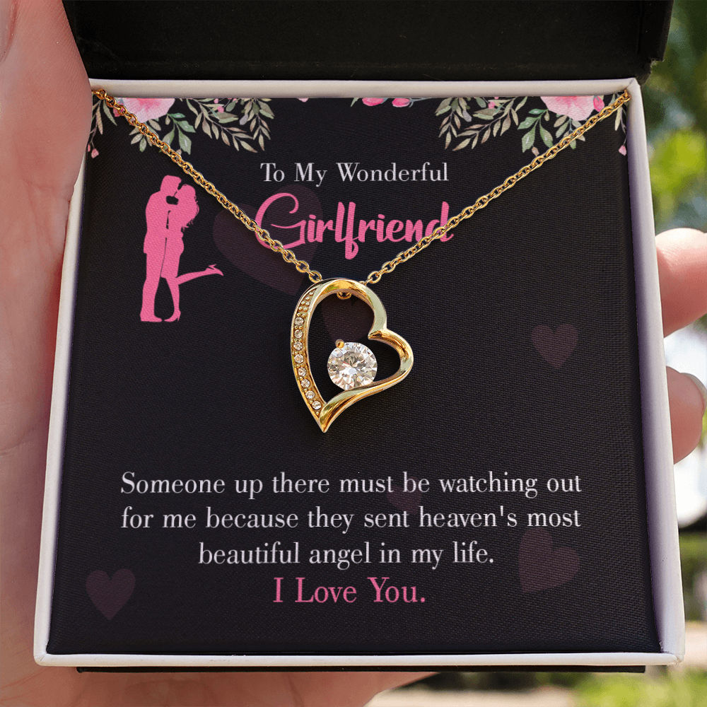 To My Girlfriend Most Beautiful Angel Forever Necklace w Message Card-Express Your Love Gifts