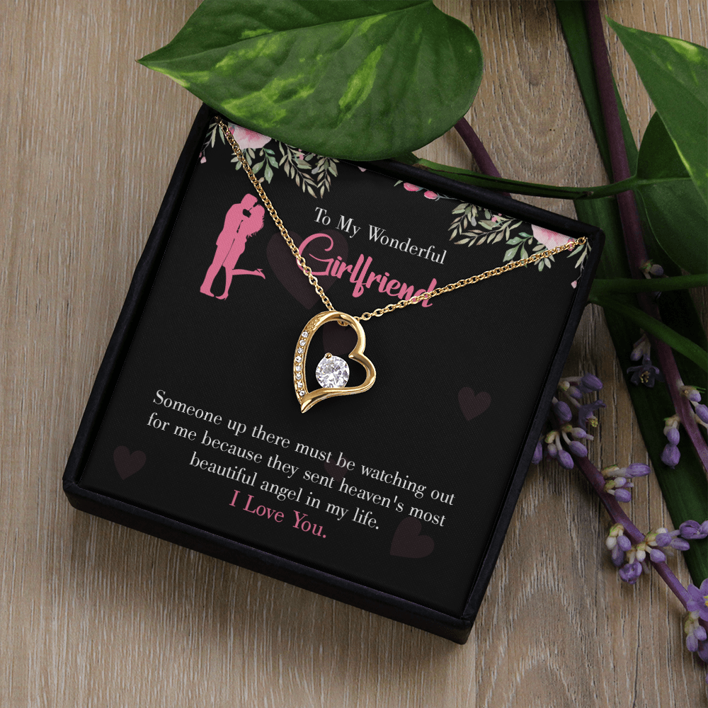 To My Girlfriend Most Beautiful Angel Forever Necklace w Message Card-Express Your Love Gifts